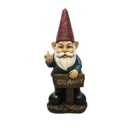 Gnome Holding a Go Away Sign Statue- Multicoloured - Tricia's Gems