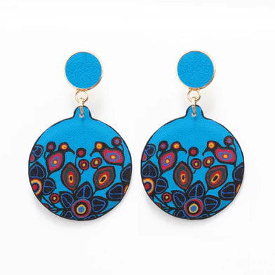 Norval Morrisseau Flowers and Birds Vegan Leather Earrings - Tricia's Gems