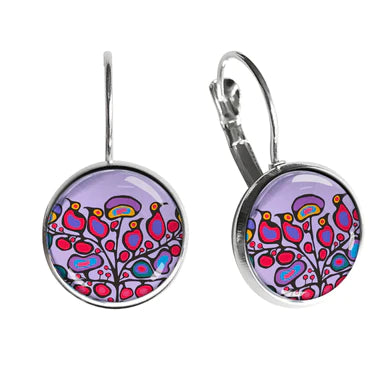Norval Morrisseau Woodland Floral Dome Glass Earrings - Tricia's Gems