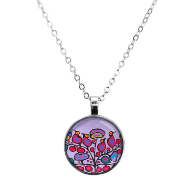 Norval Morrisseau Woodland Floral Dome Glass Necklace - Tricia's Gems