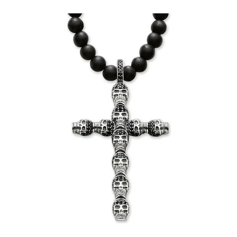 Black Obsidian Skull Cross Necklace | Thomas Sabo - Tricia's Gems