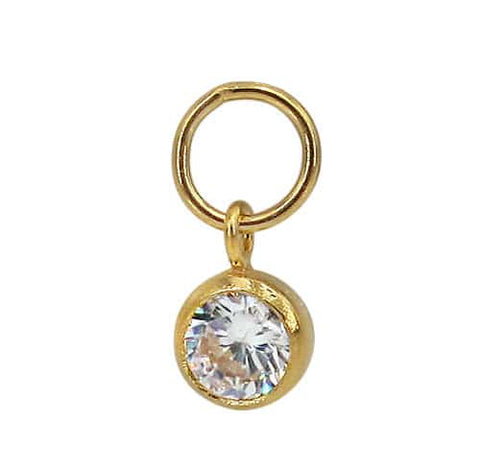 Round Charm Cubic Zironia 14k Gold Filled | Permanent Jewelry - Tricia's Gems