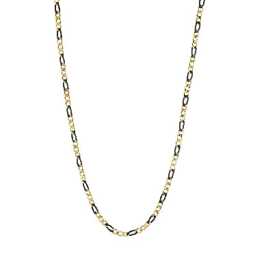 4.5mm Stainless Steel Gold IP Black Figaro Necklace | Italgem Steel - Tricia's Gems