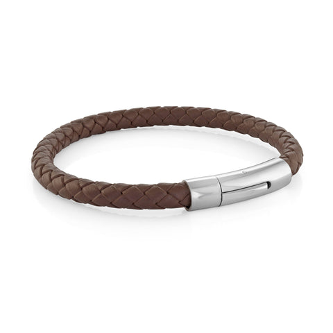 Brown Leather Bracelet | Italgem Steel - Tricia's Gems