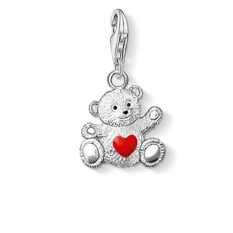 Charity Bear 1 Red Heart Silver Charm | Thomas Sabo - Tricia's Gems