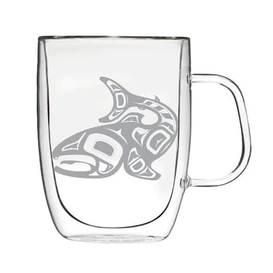 Jamie Sterritt Salmon Double-Wall Glass Mug - Tricia's Gems