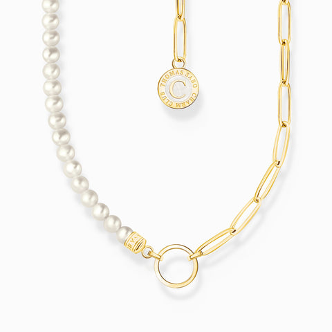 Member Charm Necklace with White Pearls and Charmista Disc | Thomas Sabo - Tricia's Gems