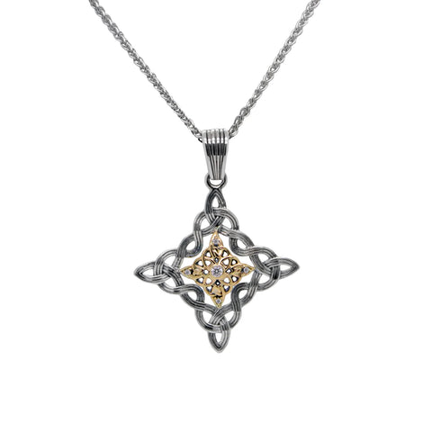 SILVER AND 10K GOLD CELESTIAL PENDANT- CUBIC ZIRCONIA - Tricia's Gems