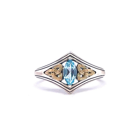 Silver And 10k Yellow Gold Trinity Ring - Sky Blue Topaz | Keith Jack - Tricia's Gems