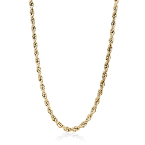 3mm Stainless Steel Gold-IP Rope Chain | Italgem Steel - Tricia's Gems