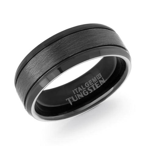 Kieran Black Tungsten Carbide Ring | Italgem Steel - Tricia's Gems