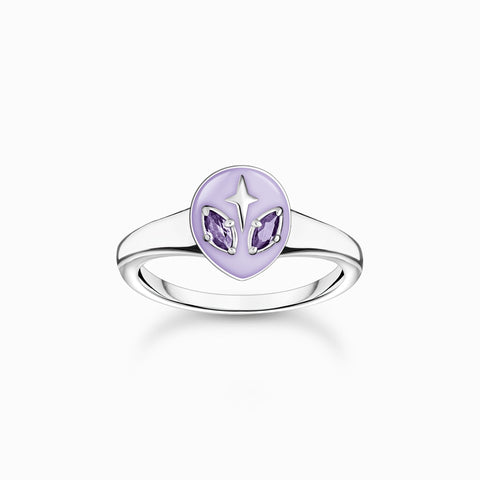 Ring With Alien Head and Violet Stones Silver | Thomas Sabo - Tricia's Gems