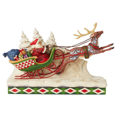 Santa on Sleigh with Reindeer | Jim Shore Heartwood Creek - Tricia's Gems