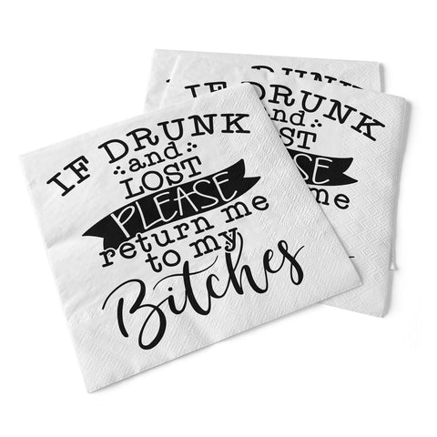 If Drunk And Lost | Beverage Napkins - Tricia's Gems