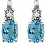 Natural Aquamarine & Diamond Earrings 14K White Gold - Tricia's Gems