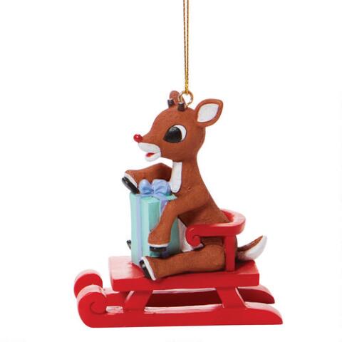 Rudolph Red Sled Ornament | Rudolph - Tricia's Gems