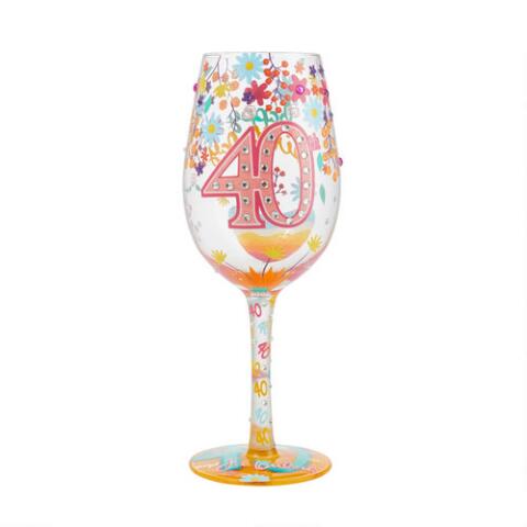 Happy Birthday Wine Glasses 30, 40, 50, 60, 70th | Lolita - Tricia's Gems