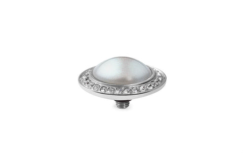 Tondo Deluxe 16 mm Iridescent Dove Grey Pearl Crystal Rim Silver. - Tricia's Gems