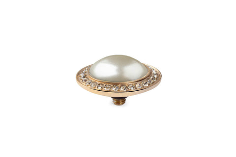 Tondo Deluxe 16 mm Cream Pearl Crystal Rim Gold - Tricia's Gems