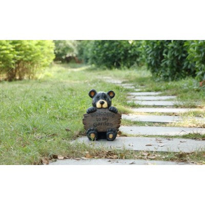 Bear Cub Holding Welcome Sign - Tricia's Gems