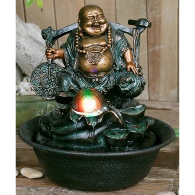 Buddha Fountain with Spinning Ball LED Light - Tricia's Gems