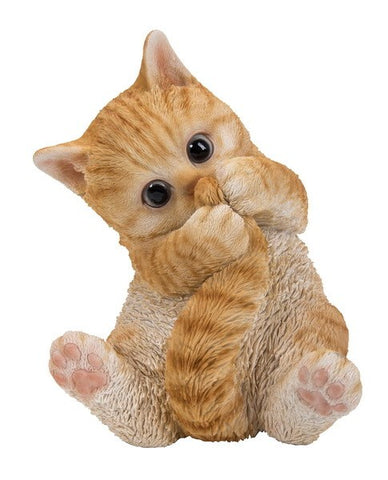 Cat-Orange Tabby Kitten Playing with Tail Figurine - Tricia's Gems