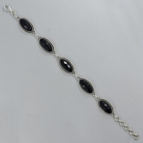 Oval Black Onyx Checkerboard Bracelet - Tricia's Gems