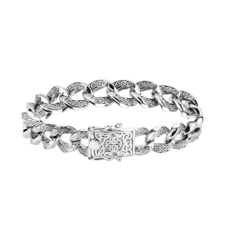 Silver Celtic Knot Heavy Curb Link Bracelet | Keith Jack - Tricia's Gems