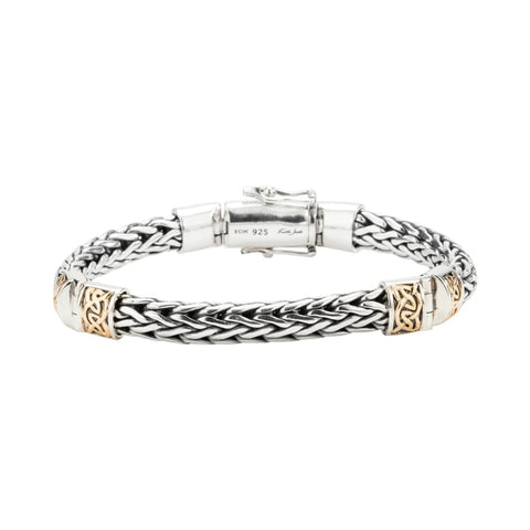 Silver And 10k Gold Dragon Weave Hinged Bracelet | Keith Jack - Tricia's Gems