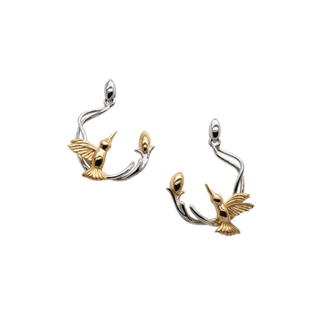 Silver And 10k Gold Hummingbird Post Earrings | Keith Jack - Tricia's Gems