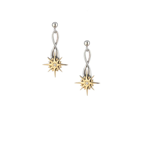 Silver And 10k Gold Compass Star Post Earrings | Keith Jack - Tricia's Gems