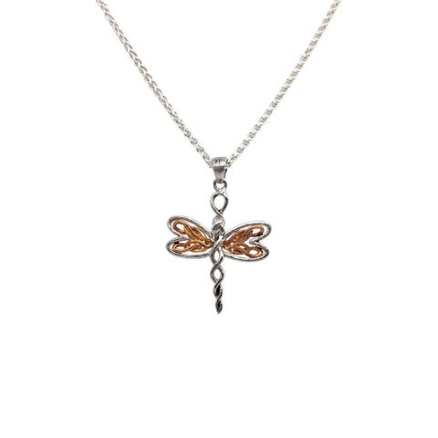 Silver And 10k Rose Gold Dragonfly Petite Pendant | Keith Jack - Tricia's Gems