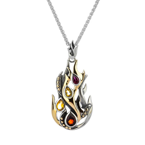 Silver And 10k Gold 'Fire' Element Pendant- Citrine-rhodolite-red Garnet | Keith Jack - Tricia's Gems