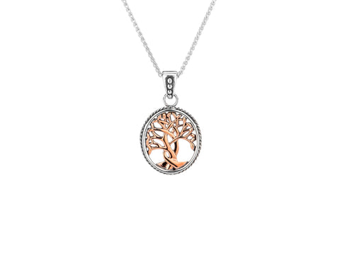 Tree of Life Pendant Small-S/sil + 10k Rose Gold Tree of Life Pendant Small - Tricia's Gems