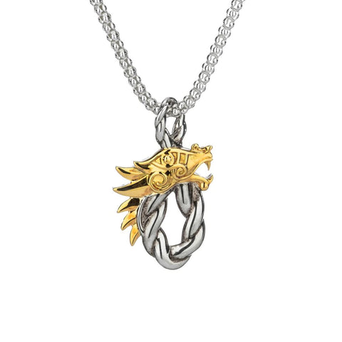 Silver And 10k Gold Dragon Head Oval Pendant | Keith Jack - Tricia's Gems