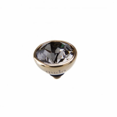 Gold 10mm Bottone Ring Top Black diamond - Tricia's Gems