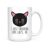 I Freaking Like Cats funny coffee mug white ceramic cat lover gift