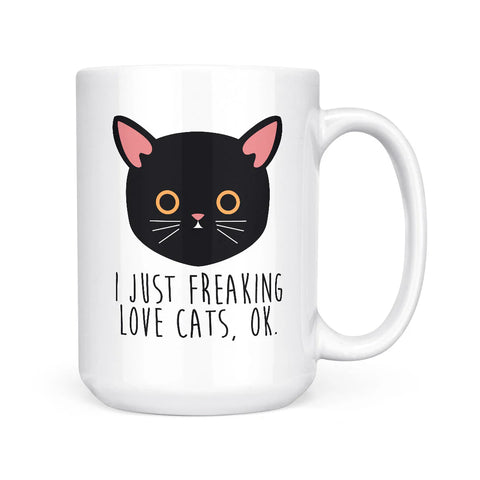 I Freaking Like Cats funny coffee mug white ceramic cat lover gift