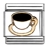 White Coffee Cup stainless steel enamel Italian charm on white background