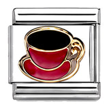 Burgundy Coffee Cup stainless steel enamel Italian charm on white background