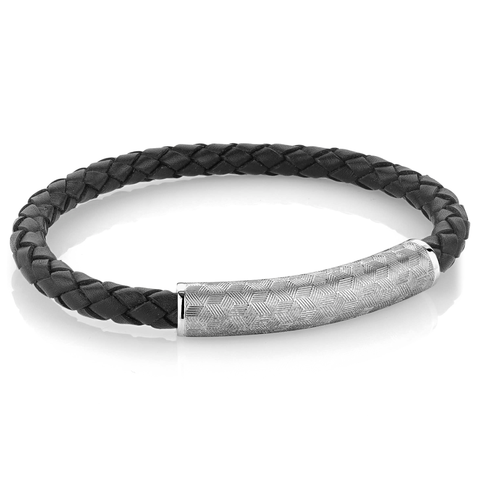 Leather Bracelet Laser Etched | Italgem Steel - Tricia's Gems