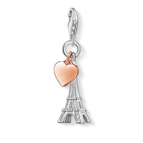 Thomas Sabo Charm Pendant Eiffel Tower with Heart Silver/Rose Gold | Retired
