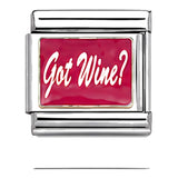 Pink Got Wine stainless steel enamel Italian charm on white background