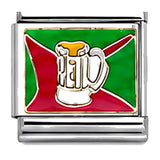 Beer Mug on Red and Green stainless steel enamel Italian charm on white background