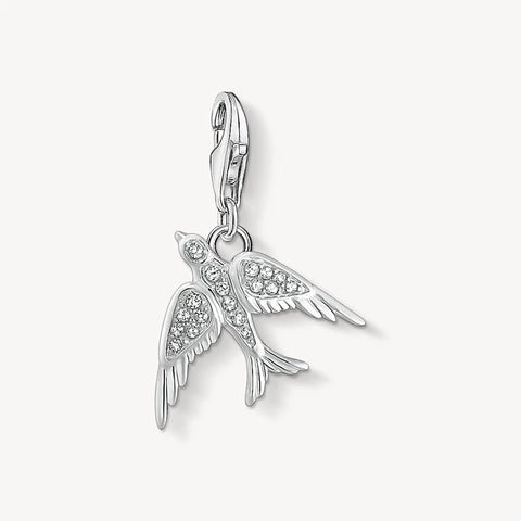 Thomas Sabo bird charm pendant in sterling silver with cubic zirconia