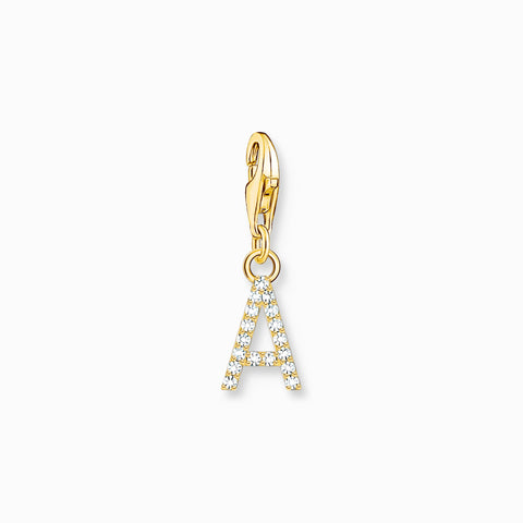 Charm Pendant Letters White Stones Gold Plated | Thomas Sabo - Tricia's Gems