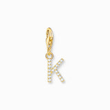 Charm Pendant Letters White Stones Gold Plated | Thomas Sabo - Tricia's Gems