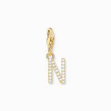 Charm Pendant Letters White Stones Gold Plated | Thomas Sabo - Tricia's Gems