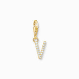 Charm Pendant Letters White Stones Gold Plated | Thomas Sabo - Tricia's Gems