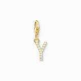 Charm Pendant Letters White Stones Gold Plated | Thomas Sabo - Tricia's Gems